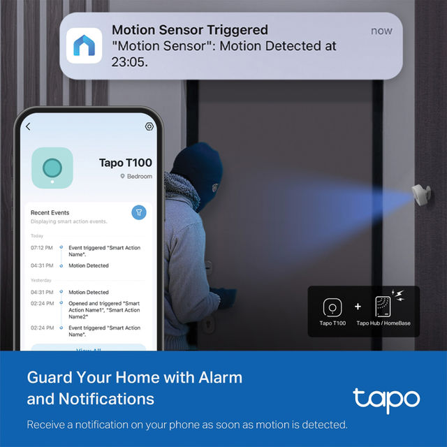 TP-Link Tapo T100 Smart Motion Sensor, with Motion-Activated Light, Energy Saving, Device Sharing