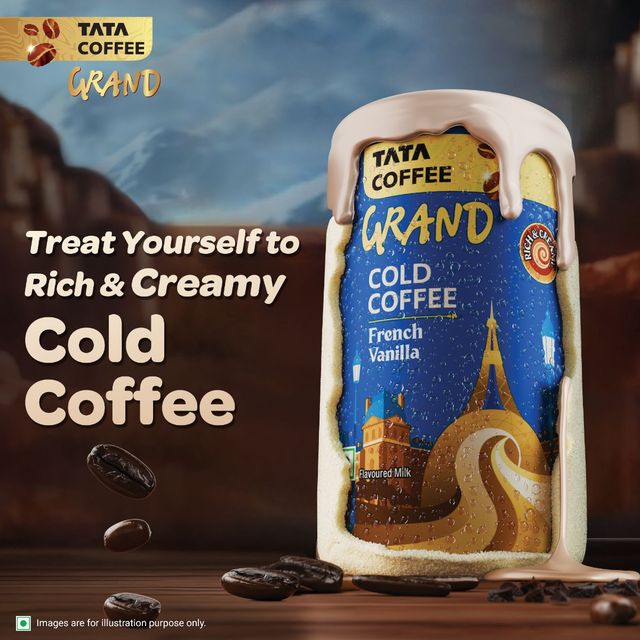 Tata Cold Coffee French Vanilla Iced Coffee, Rich & Creamy, Flavoured Milk, Can