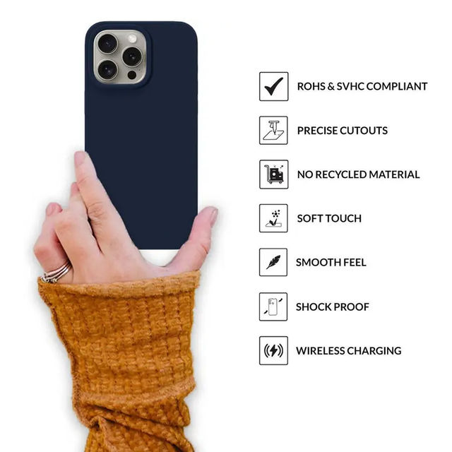 Sprig Premium Back Cover for Apple Iphone 14 Pro Max Liquid Silicone Shock Proof | Midnight Blue | MagSafe Compatible