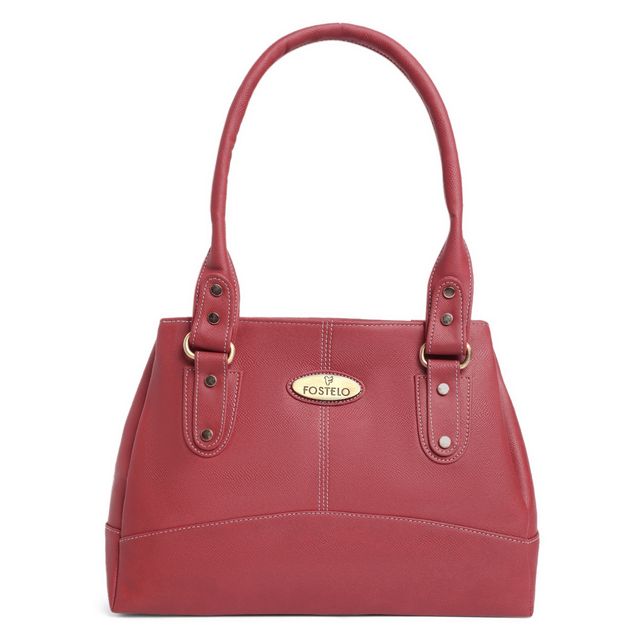 Fostelo Women's Vegan Leather Birdie Handbags Shoulder Hobo Bag Ladies Purse | Maroon | Large