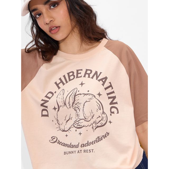 The Souled Store Women's TSS Originals DND Relaxed Fit T-shirt | Brown - M