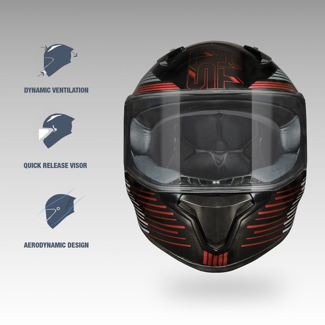 Studds Thunder D11 Full Face Helmet with Spoiler|Lava Red - L