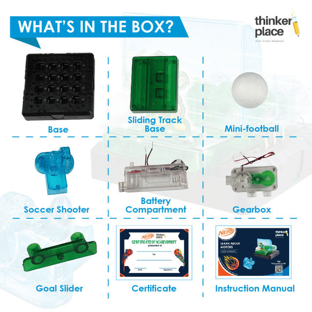 ThinkerPlace Nerf Soccer Fever DIY Kit | Build & Learn Motor Skills with Soccer Game (Age 8+)