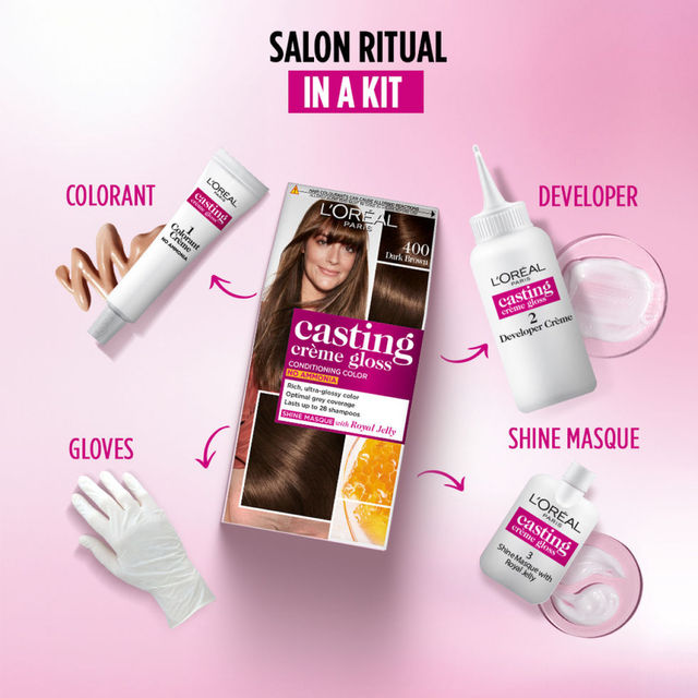 L'Oreal Paris Casting Creme Gloss Hair Color (Dark Brown 400)(159ml) & L'Oreal Paris Color Protect Shampoo(340ml) Combo