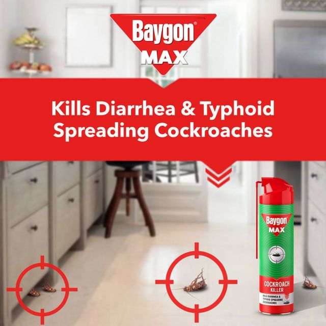 Baygon Max Cockroach Killer Spray, Kills Diarrhea And Typhoid Spreading Cockroaches 625 ml Combo