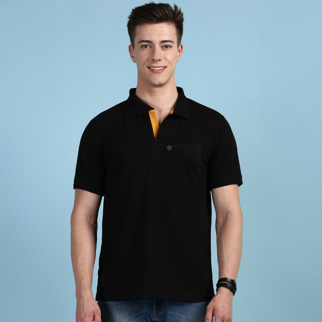 Lux Cozi Men's Solid Cotton Polo T-shirt with Pocket - Buy at