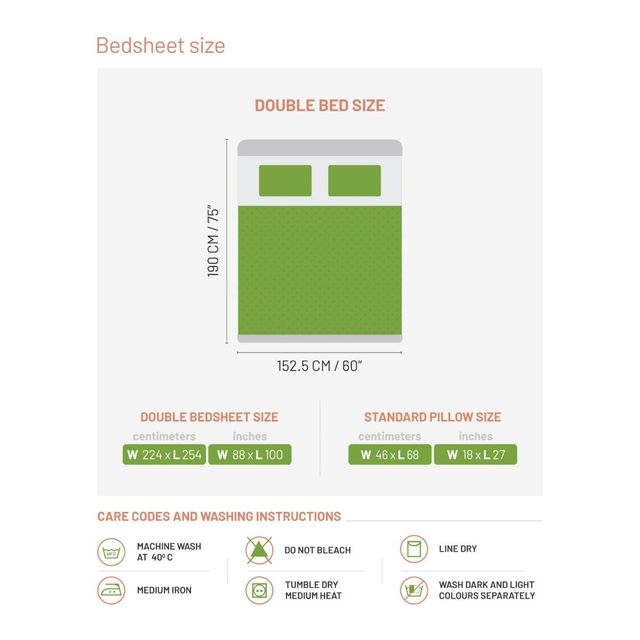 D Decor Alpha Double Bedsheet Set - Millenial Green
