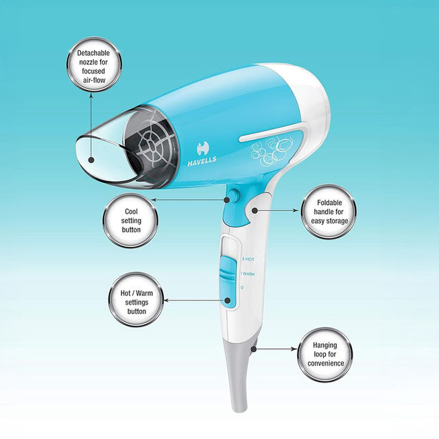 Havells Hd3151 1200W Foldable Hair Dryer 3 Heat (Hot/Cool/Warm) Settings