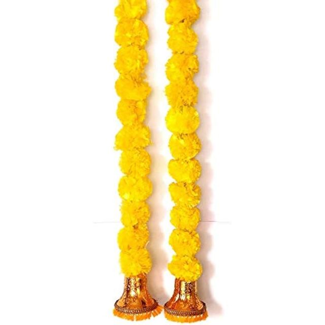 Divine Vibes Plain Marigold Hanging With Bell 1 Pc