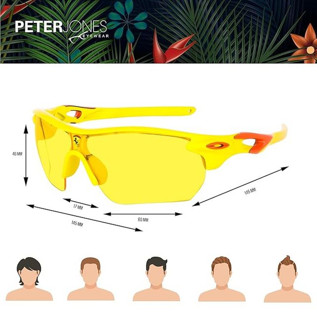Peter Jones Unisex Polycarbonate Sports Sunglasses | Yellow - One Size