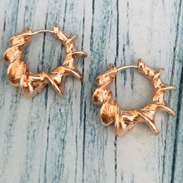 Round Twisted Rose Gold Earrings