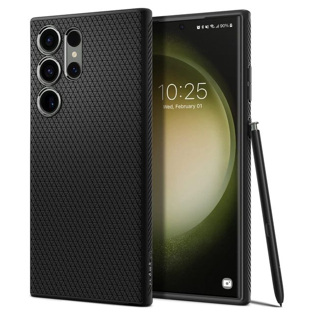 Spigen Liquid Air Back Cover Case Compatible with Galaxy S23 Ultra (TPU | Matte Black)