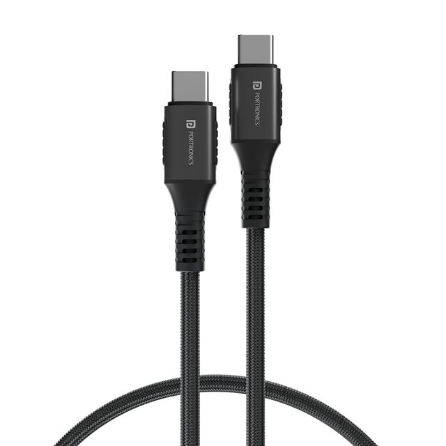 Portronics Konnect 240 C, 240W Type C To Type C 1 Mtr Cable - Black