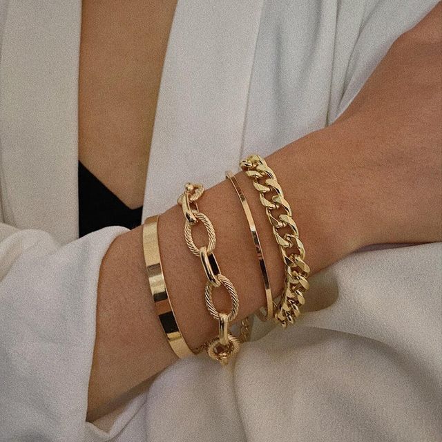 Jewels Galaxy Women Gold-Plated Wraparound & Cuff Bracelet Set