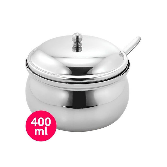 Vinayak Stainless Steel Ghee Pot (With Lid, Silver, 400 Ml, 1 Piece)