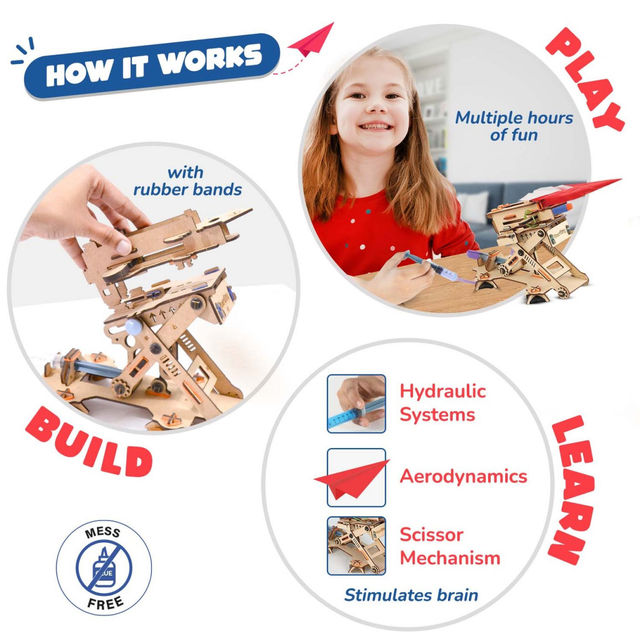 Smartivity 2in1 Hydraulic Aeroplane & Dart Launcher Toy for Kids 6-12 Years,Gifts for Boys & Girls