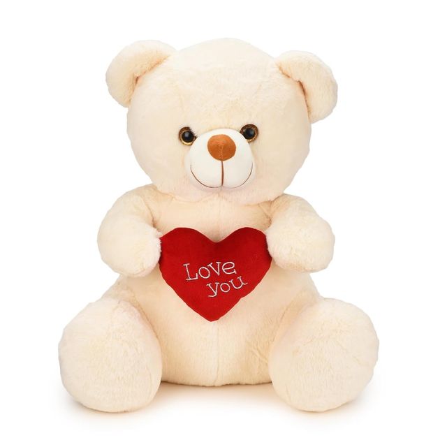 Cadbury Dairy Milk Silk Heart Shaped Valentines Chocolate Gift Box(135gms) & Webby Plush Teddy Bear With Heart | 25 Cm | Off White(1pc) Combo