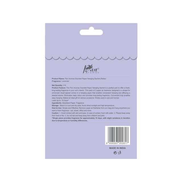 Pan Aromas Lavender Scented Air Freshener | Paper Hanging Sachet
