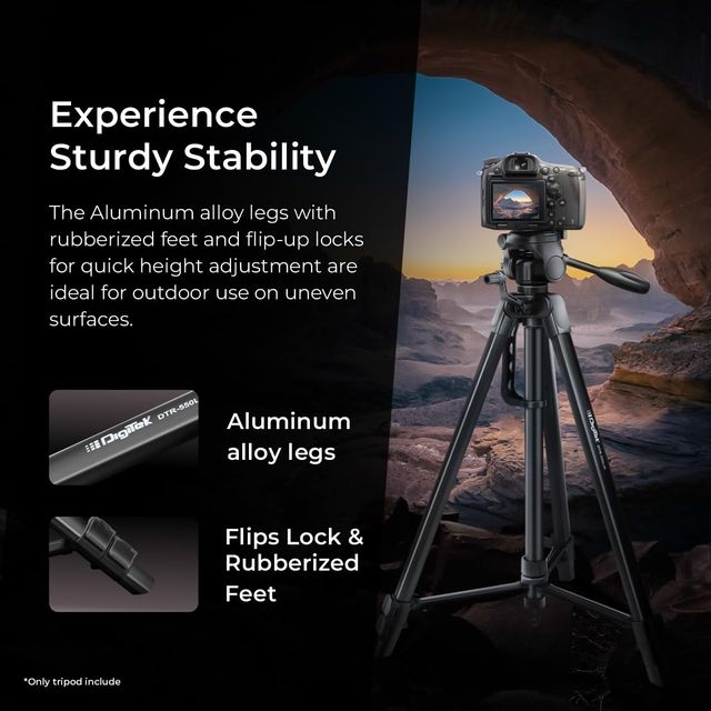 Digitek Dtr 550 Lw 67Inch Foldable Tripod Stand With Phone Holder 360� Ball Head,5Kg Load Capacity