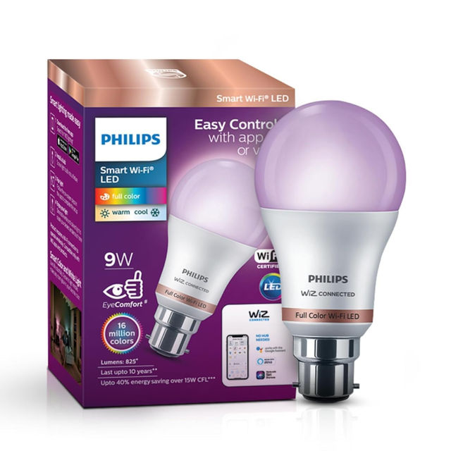 Philips Wiz 9 Watts Wi-Fi Enabled B22 Smart 9 W B22 Led Bulb