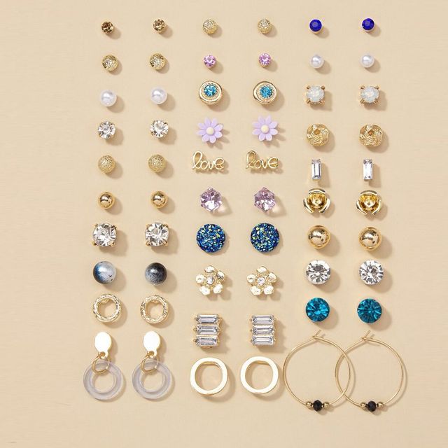 Jewels Galaxy Gold-Plated Frequesnt-Use Multicolor Stud Earrings (1 Pack 60 Pieces)