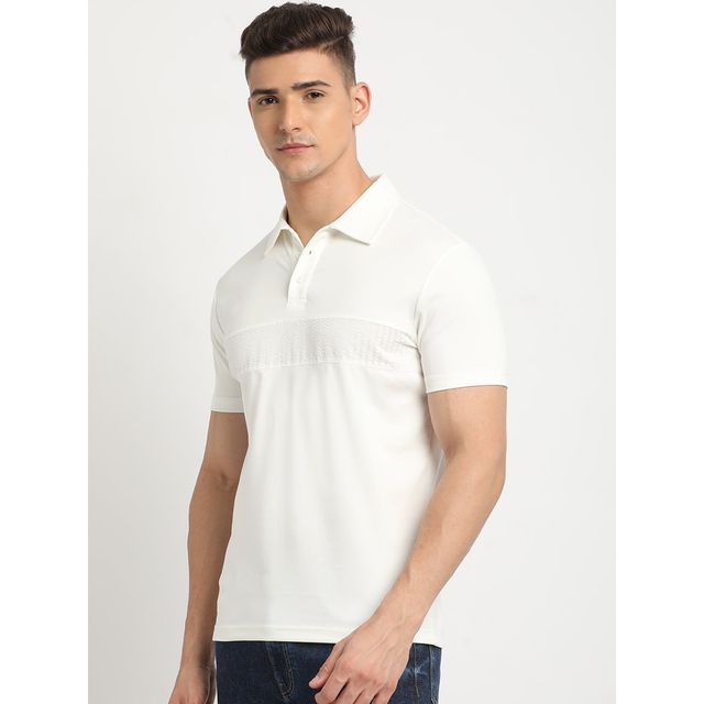 The Bear House Men Slim Fit Solid Polo T-shirt - Mureas | White | L