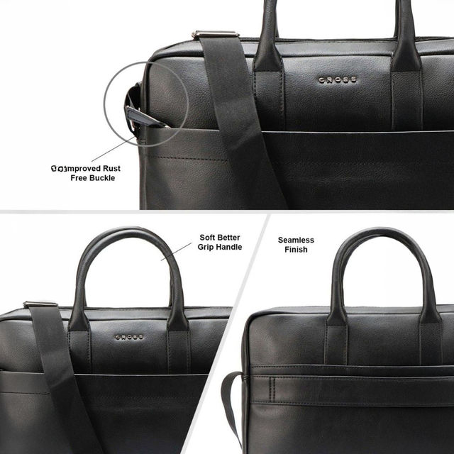 Cross Men's Solid Vegan Leather 23 L Laptop Briefcase Bag - Buy at