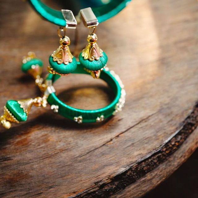 House Of Festivals Designer Bangles with Silk Thread Work - Gift for Mother's Day