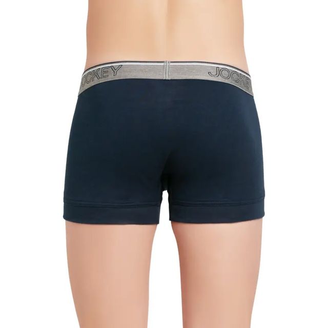 Jockey 8015 Men's Super Combed Cotton Rib Solid Trunk|Ultrasoft Waistband|PO2 | Navy-M