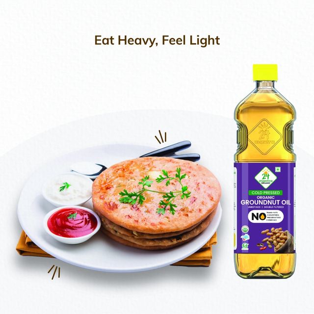 24 Mantra Organic Groundnut Oil Cold Pressed | Bottle