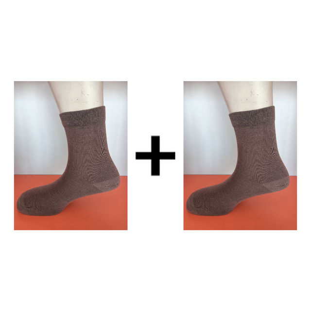 Freecultr Unisex Solid Cotton Mid-Calf/Crew Socks | Cadbury - Free Size 1 pc X 2 Combo