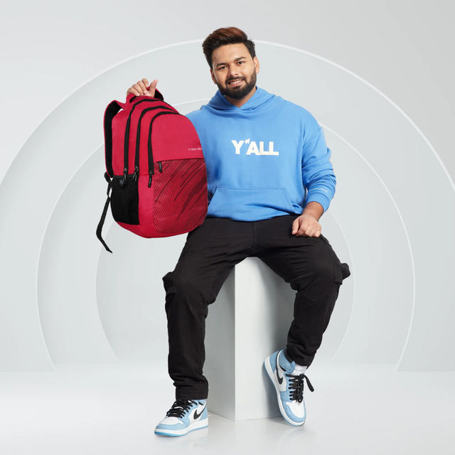 Nasher Miles Wave Backpack- Unisex- 3 Compartment Casual College Bag- Red- 45L