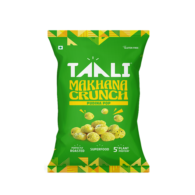 Taali Roasted Makhana |  Pudina Pop | Protein Rich , Made In Olive Oil