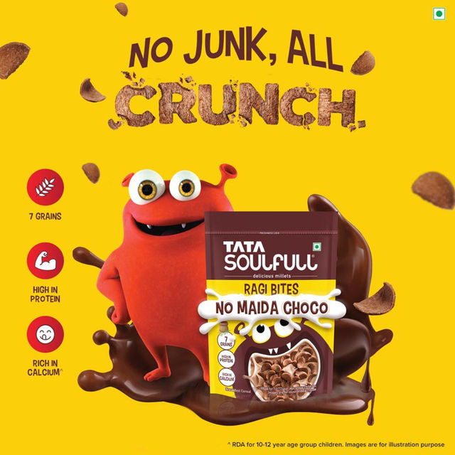 Tata Soulfull Ragi Bites No Maida Choco, Yummy Chocolatey, 7 Grains, Breakfast Cereals