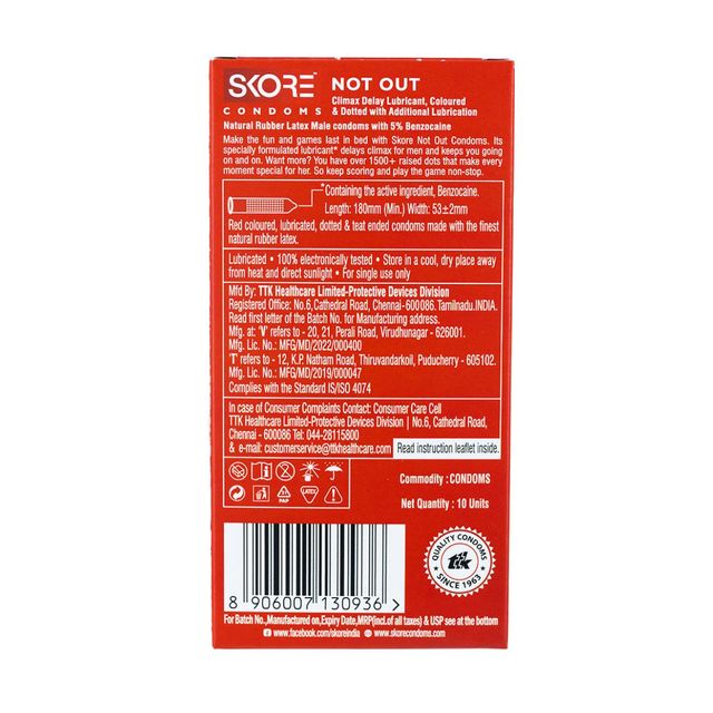 Skore Not Out Condoms - Climax Delay & Dotted