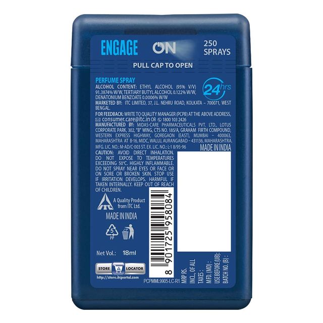 Engage ON Cool Marine Pocket Perfume For Men, Citrus & Fresh Fragrance