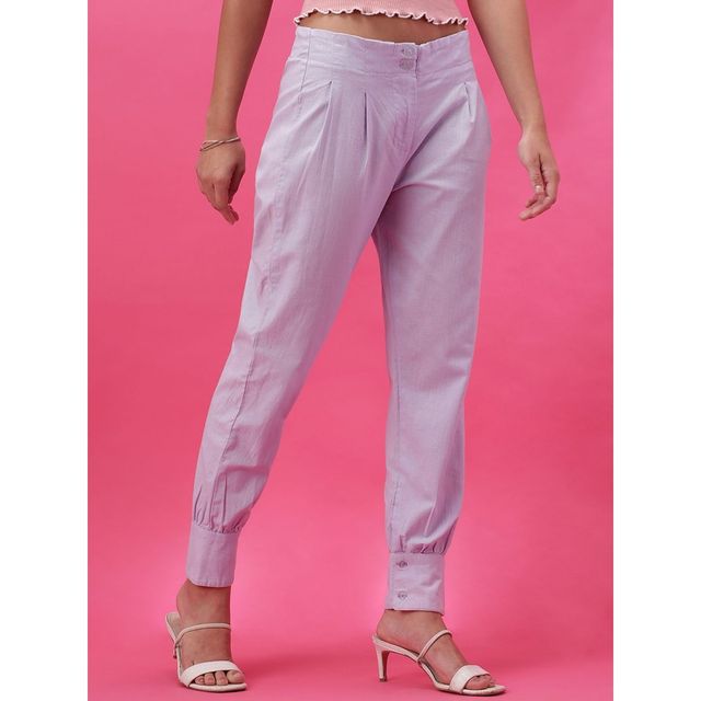 Freehand Women's Casual Tapered Pleated Pants - Orchid Petal | Solid | 28