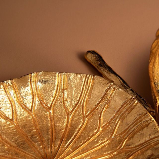 Gibox Lotus Petal Gold Plated Metal Dry Fruit Serving Tray