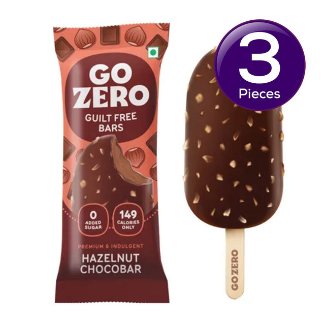Go Zero Hazelnut Chocolate Low Calorie Guilt Free Ice Cream Bar 70 ml Combo