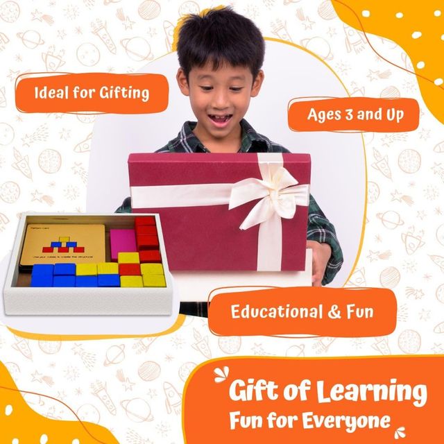 Skillofun Wooden Cube Pattern Puzzle Box | Wooden Blocks | 3D Puzzles | Learning Toys for Kids