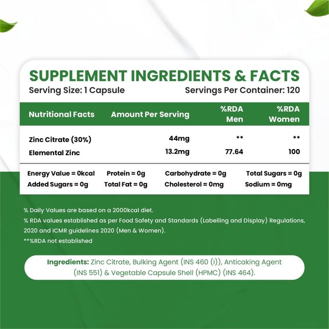 Himalayan Organics Zinc Citrate 120 VEG Capsules