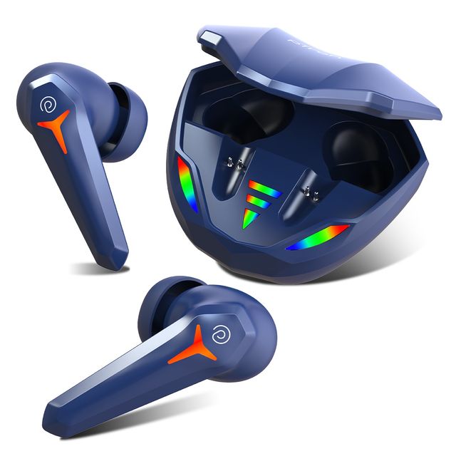 pTron Bassbuds Razer TWS Earbuds | 40ms Gaming | 45H Playtime | AI-ENC Calls & Deep Bass - Blue