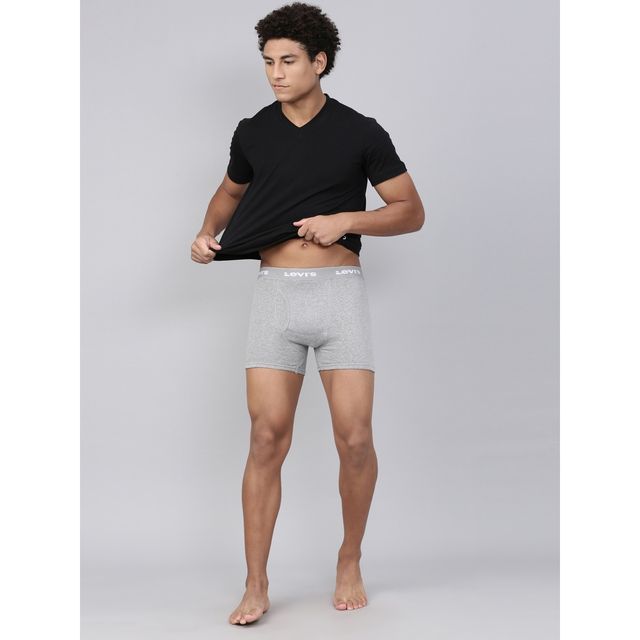 Levi's Innerwear Men's Solid Combed Cotton Boxer Brief | Light Grey Melange - L