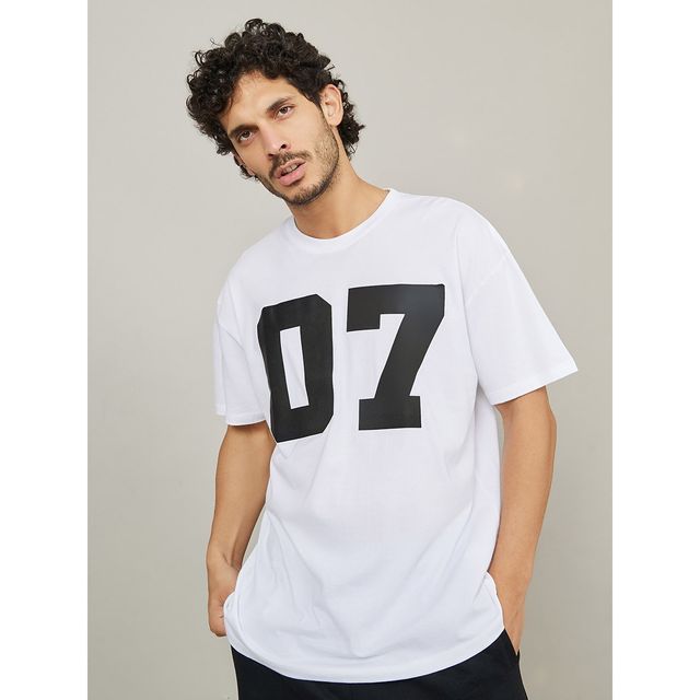 Styli Men's Oversize Fit Tee with HD Print Detail NC-50956201 | White - M