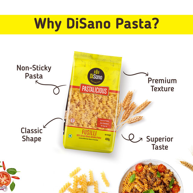 Disano Fusilli Pasta, 100% Durum Wheat, No Maida