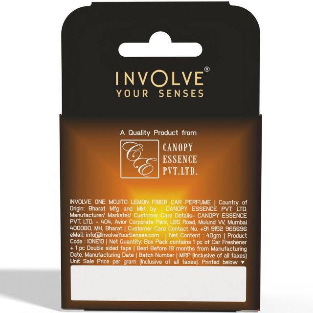 Involve Your Senses One Mojito Lemon Organic Car Perfume To Freshen Up Your Car - Ione10