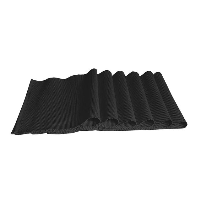 Lushomes Table Mat - Black | Ribbed | 13 x 19 inch