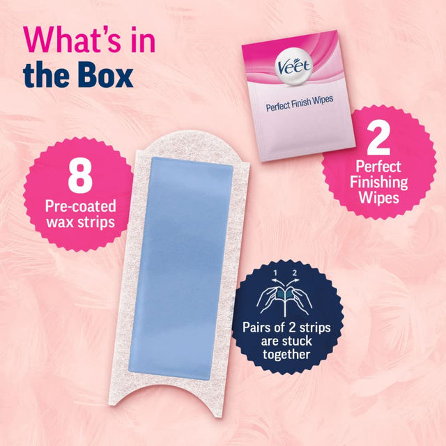 Veet Professional Waxing Strips Kit For Sensitive Skin | 8 Strips