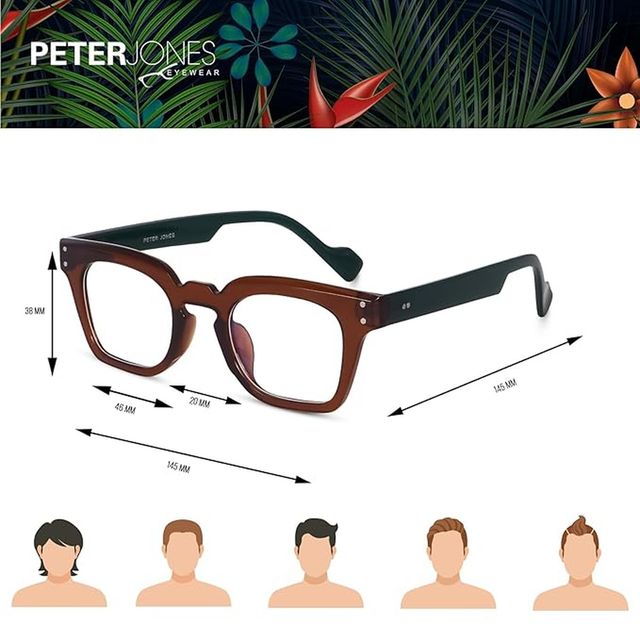 Peter Jones Unisex Solid Polycarbonate Computer Glasses | Blue and Brown - M