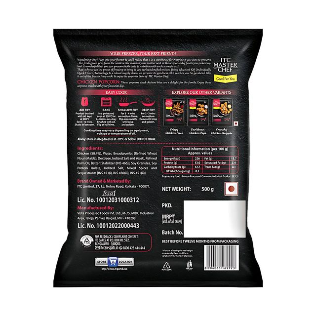 ITC Master Chef Chicken Popcorn | Source of Protein | No Added Preservatives | 55 pieces
